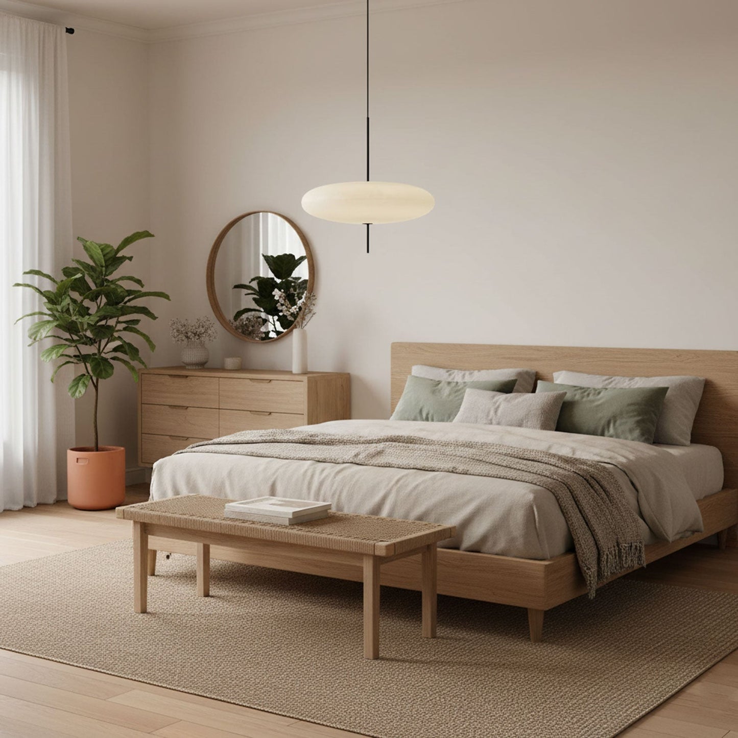 Belthorim | Opaliseret disk silhuet minimalistisk pendellampe