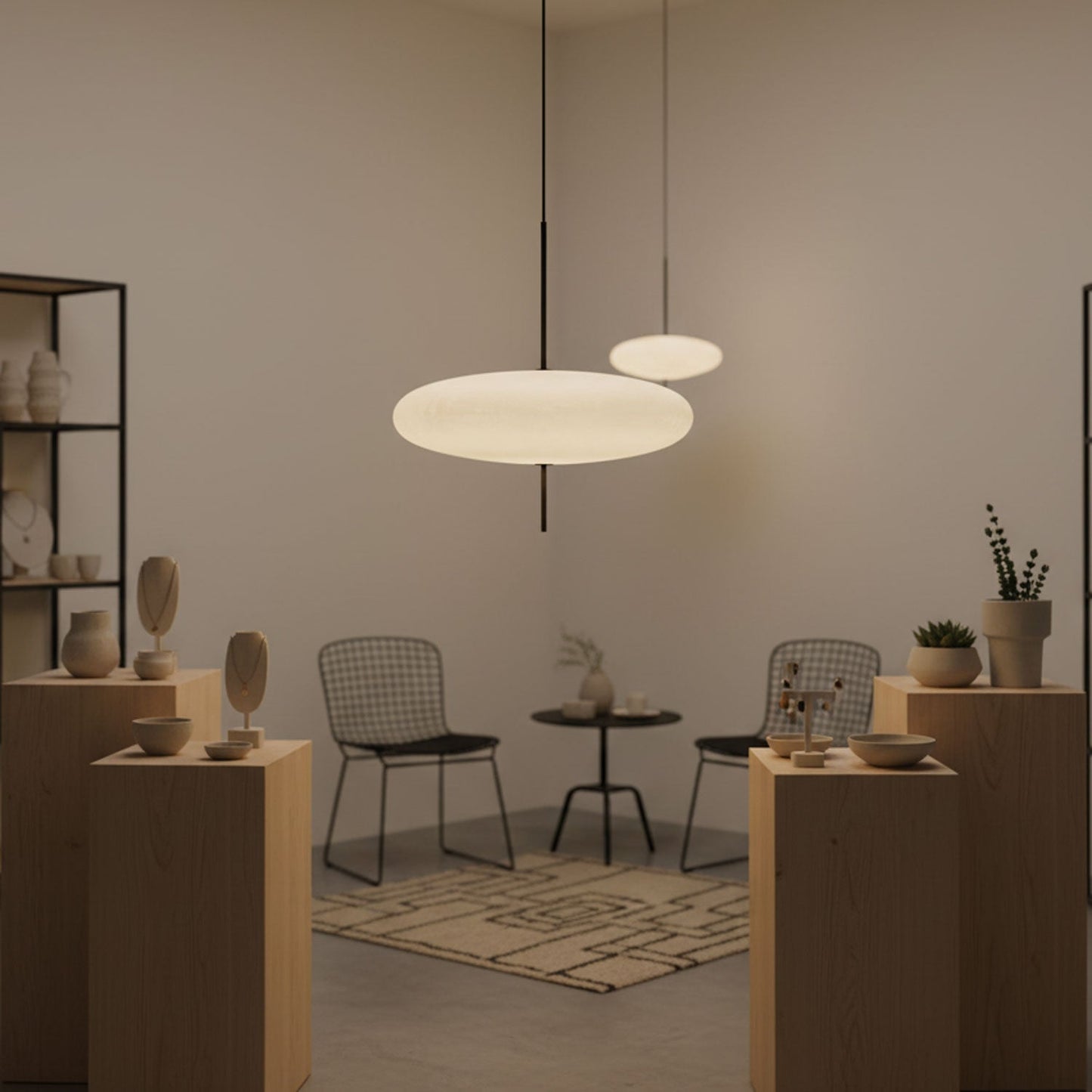 Belthorim | Opaliseret disk silhuet minimalistisk pendellampe