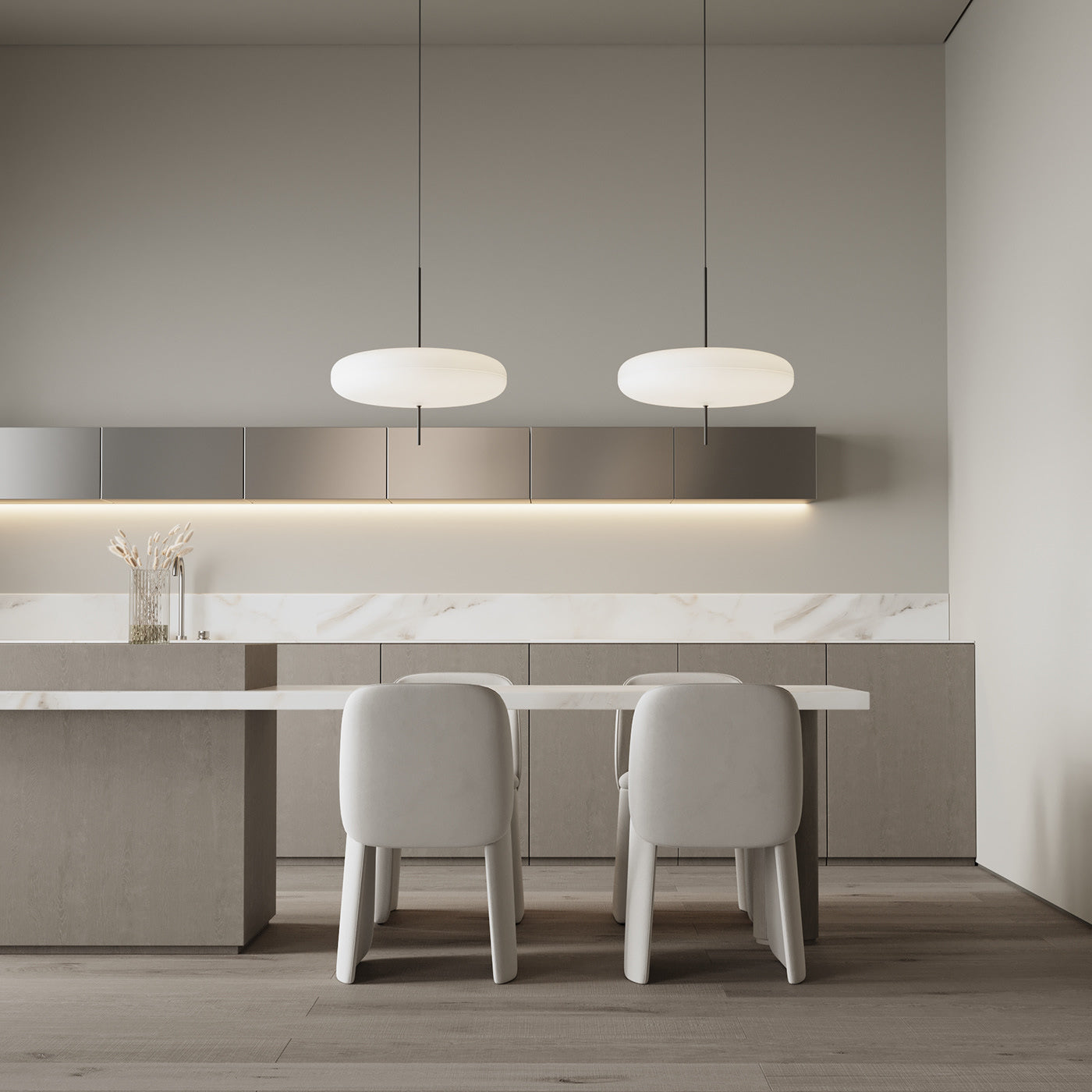 Belthorim | Opaliseret disk silhuet minimalistisk pendellampe