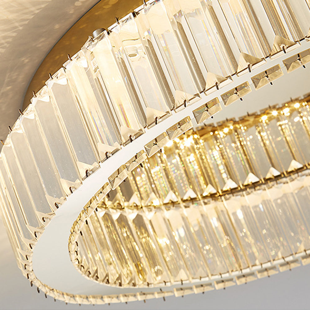 Aure | Elegant gylden krystalring loftslampe