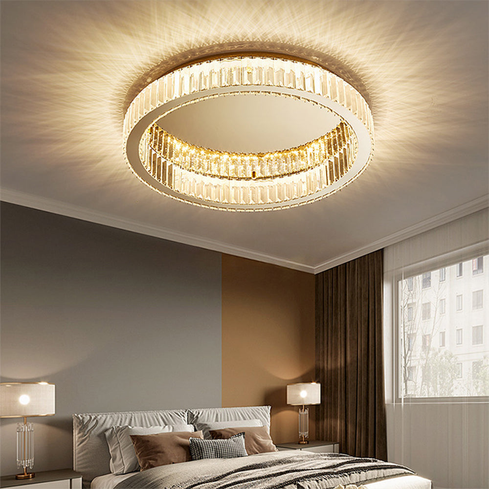 Aure | Elegant gylden krystalring loftslampe
