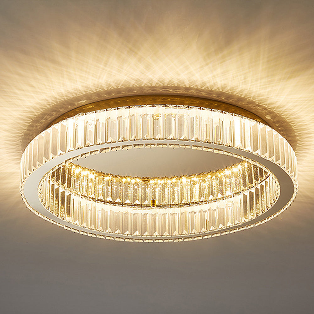 Aure | Elegant gylden krystalring loftslampe