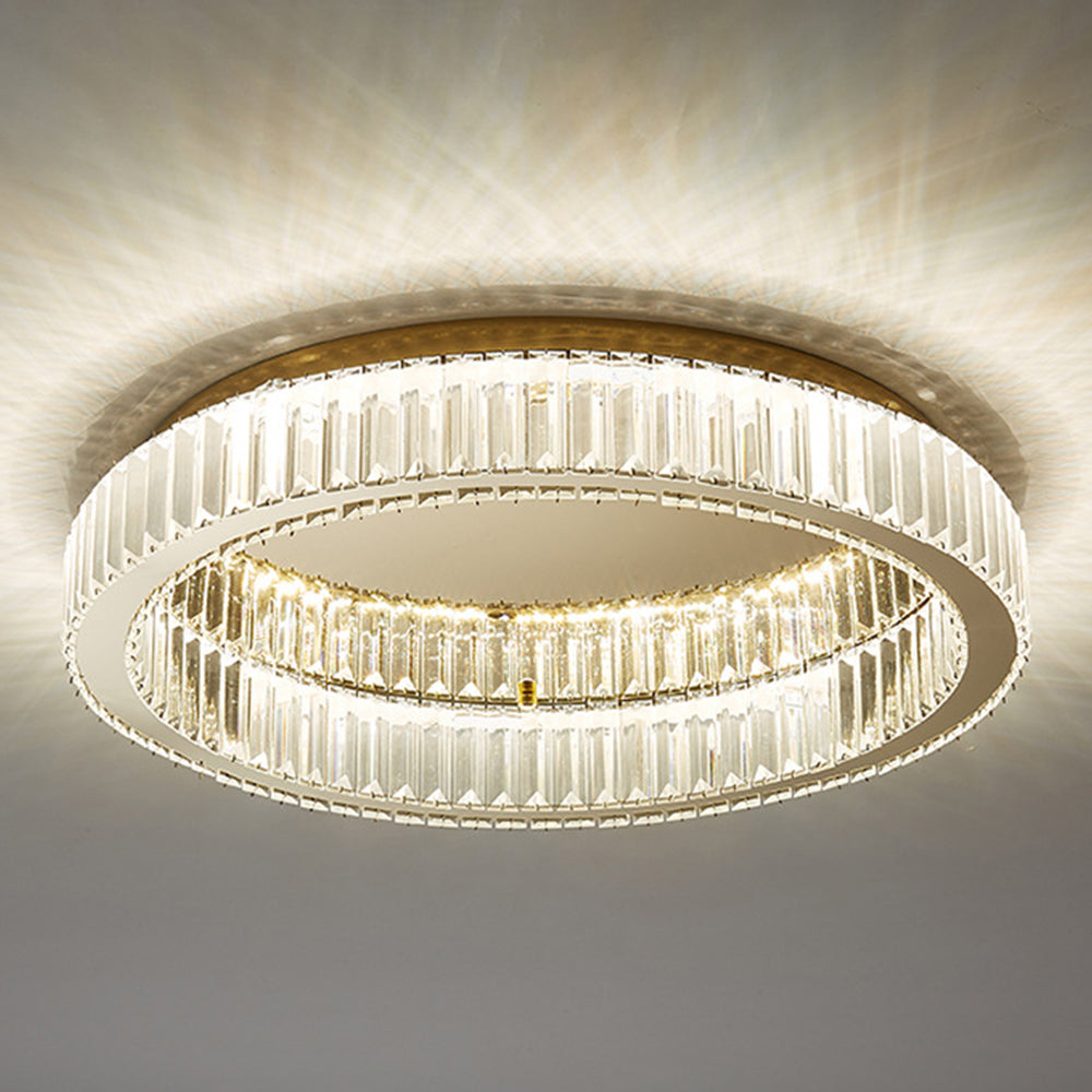 Aure | Elegant gylden krystalring loftslampe