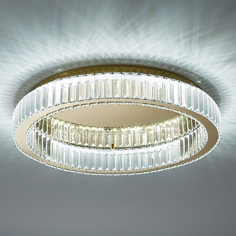 Aure | Elegant gylden krystalring loftslampe
