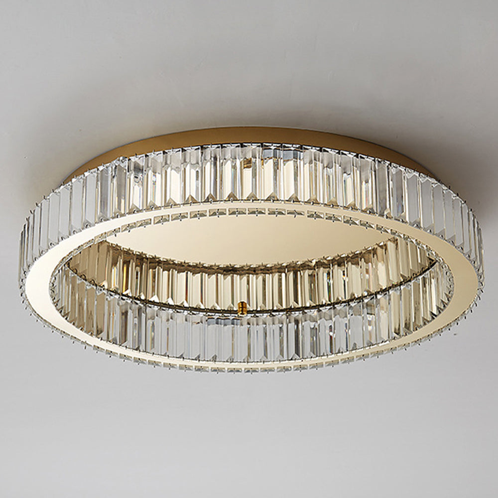Aure | Elegant gylden krystalring loftslampe