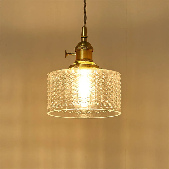 Viridis | Retro tekstureret glas cylinder pendellampe