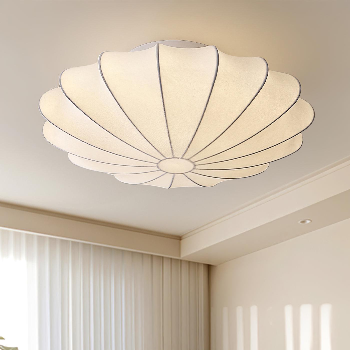 Korisand | Mid-century geometrisk skulpturel silkemesh loftslampe