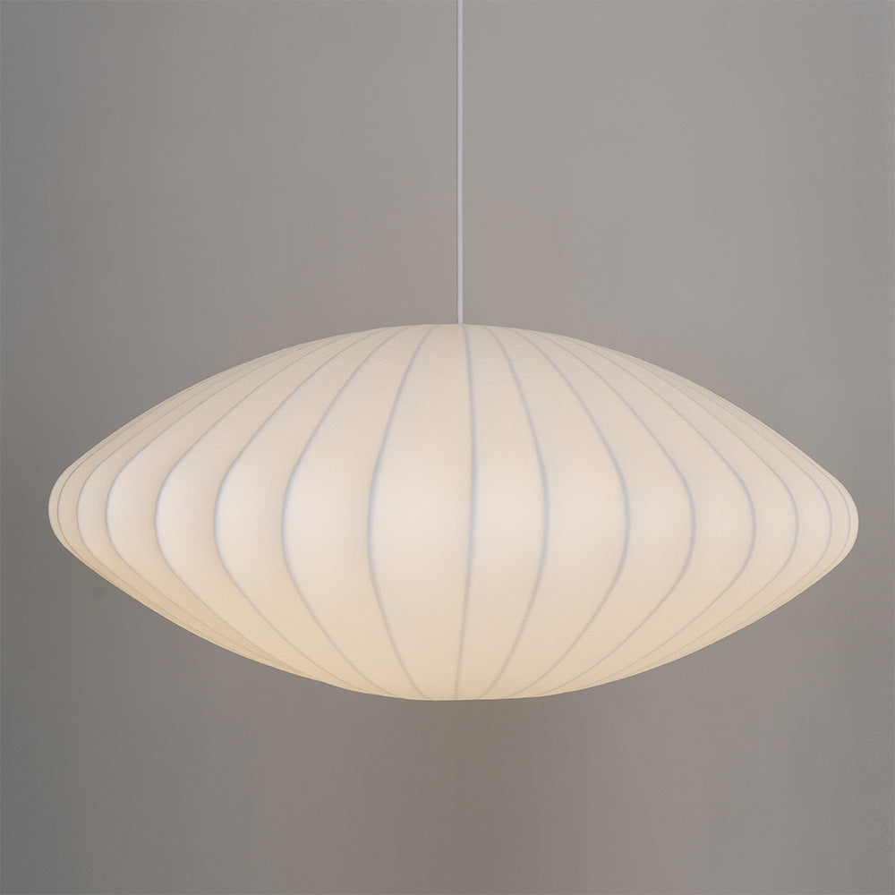 Vela | Mid-century ribbet hvid lanterne loftslampe