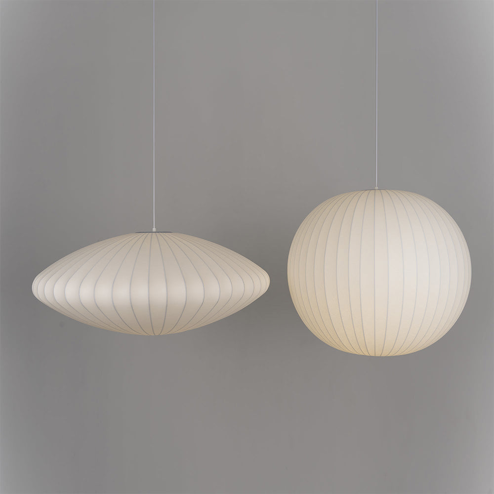 Vela | Mid-century ribbet hvid lanterne loftslampe
