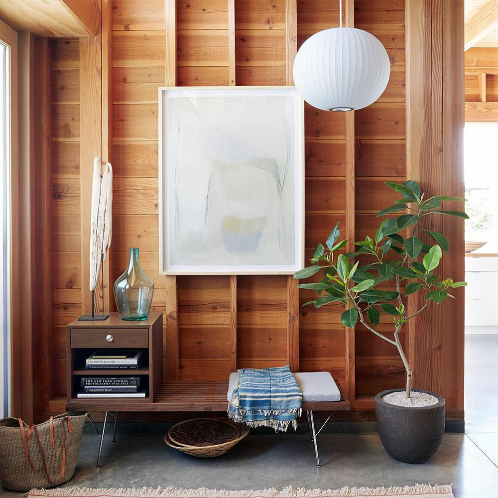 Vela | Mid-century ribbet hvid lanterne loftslampe