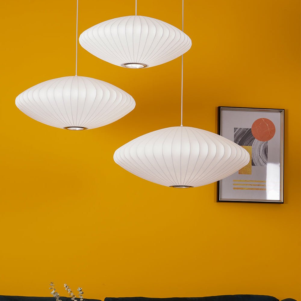 Vela | Mid-century ribbet hvid lanterne loftslampe