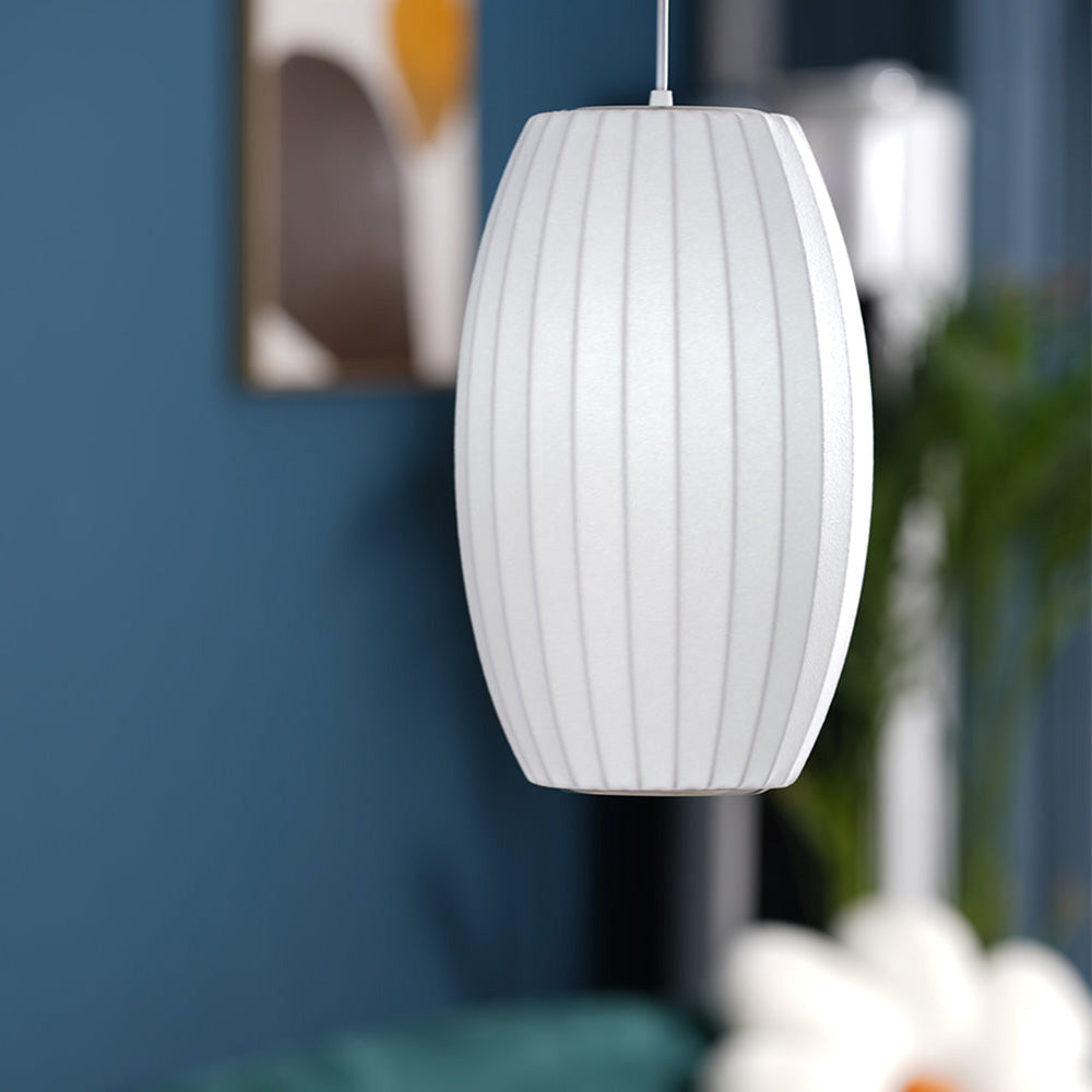 Vela | Mid-century ribbet hvid lanterne loftslampe