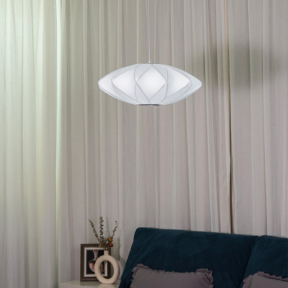 Vela | Mid-century ribbet hvid lanterne loftslampe