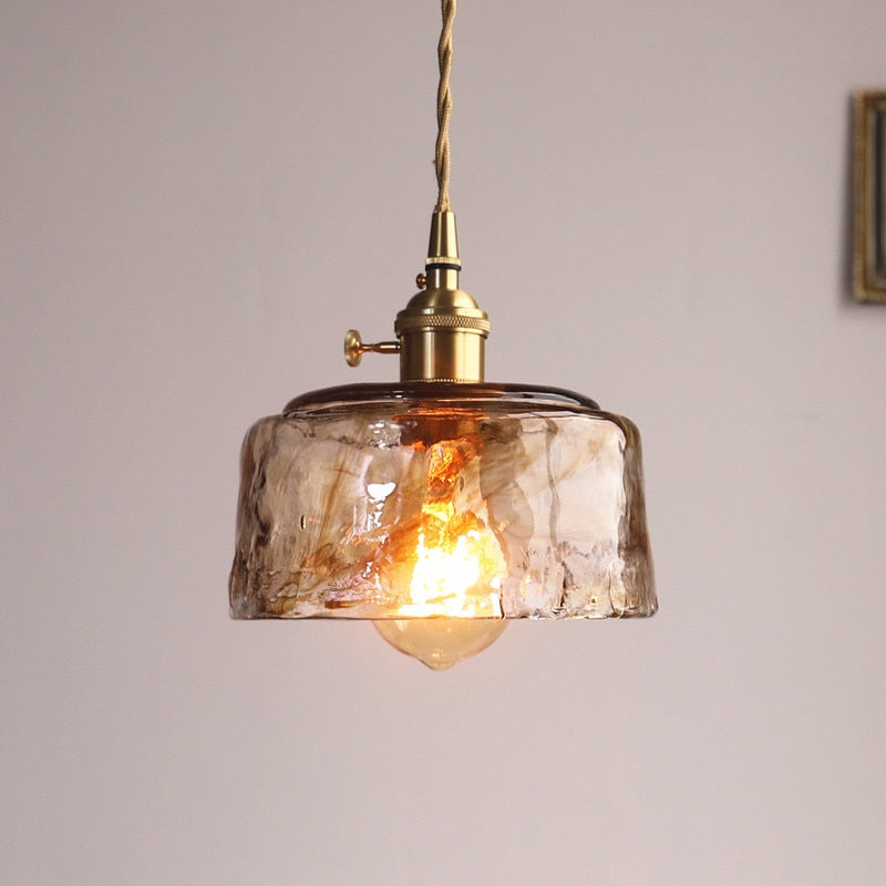 Lerius | Geometrisk industriel messing håndlavet glas pendellampe