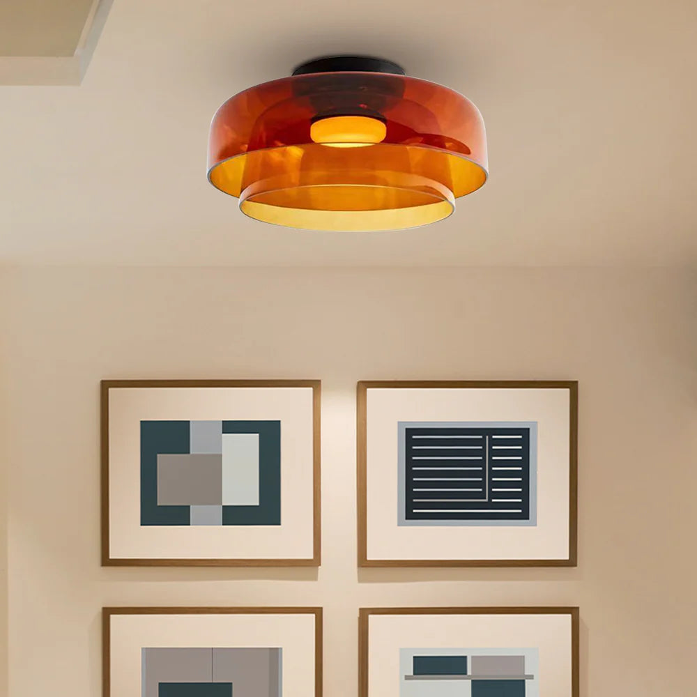 Nebula | Moderne lagdelt glødende glas kuppelloftslampe