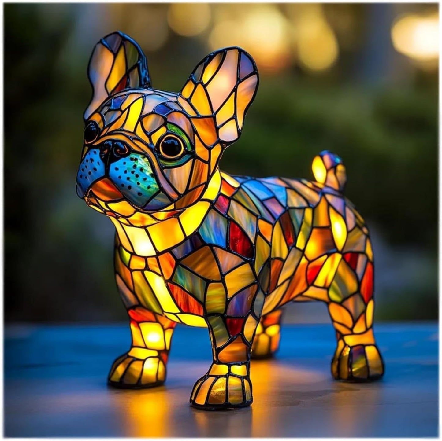 Glasmosaik skulptureret harpats hundefigur accent bordlampe