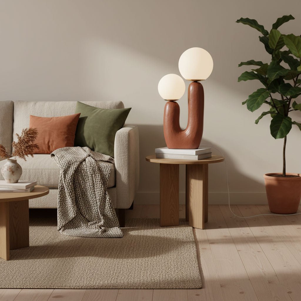 Corisande | Avantgarde rå skulpturel glas kugle bordlampe
