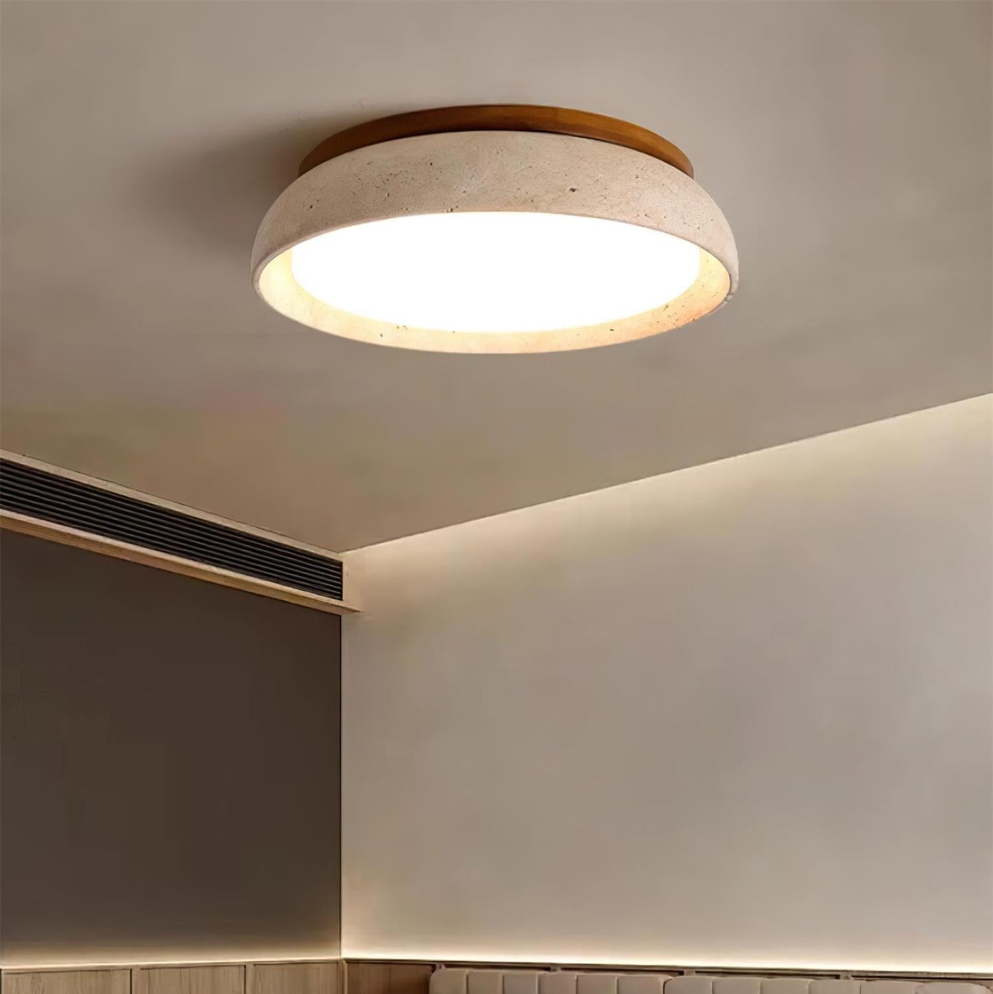 Caelum | Naturlig rund travertin indbygget loftslampe
