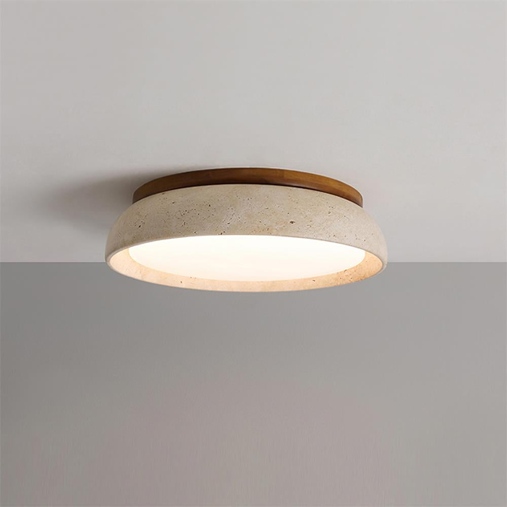 Caelum | Naturlig rund travertin indbygget loftslampe