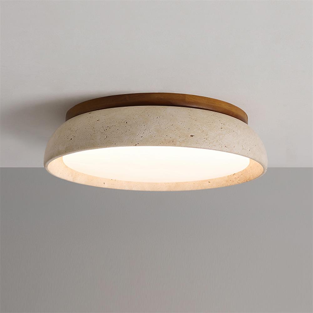 Caelum | Naturlig rund travertin indbygget loftslampe