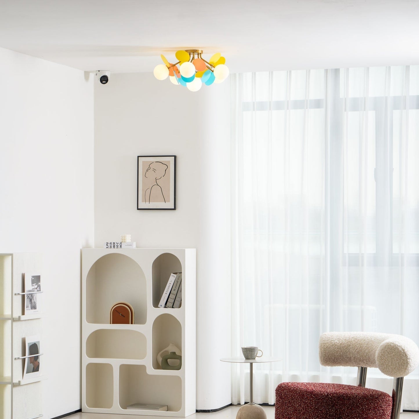 Kalythos | Skulpturel geometrisk disk klynge semi-flush monteret loftslampe