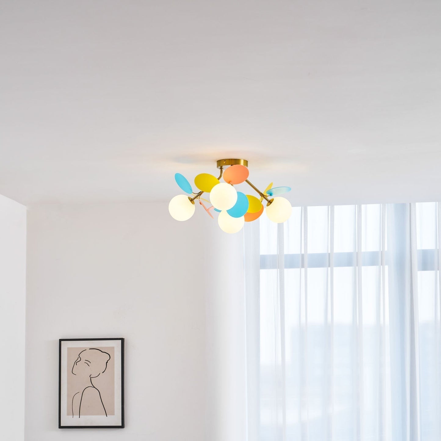 Kalythos | Skulpturel geometrisk disk klynge semi-flush monteret loftslampe