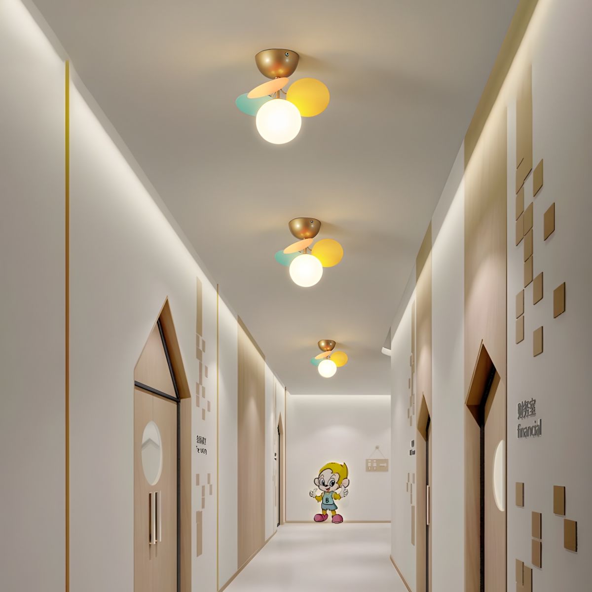 Kalythos | Skulpturel geometrisk disk klynge semi-flush monteret loftslampe