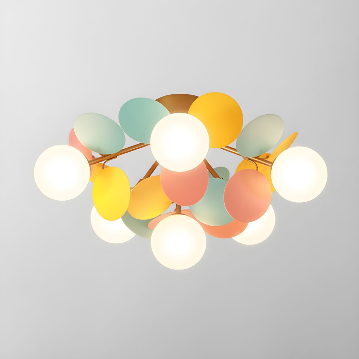 Kalythos | Skulpturel geometrisk disk klynge semi-flush monteret loftslampe