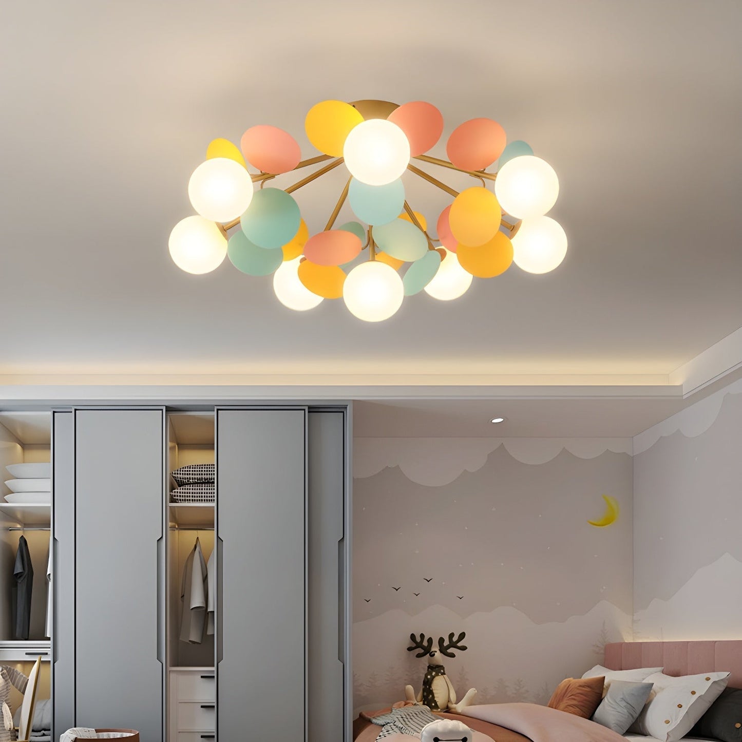 Kalythos | Skulpturel geometrisk disk klynge semi-flush monteret loftslampe
