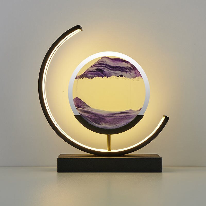 Roterende sandkunst skulptur bordlampe med stemningsbelysning