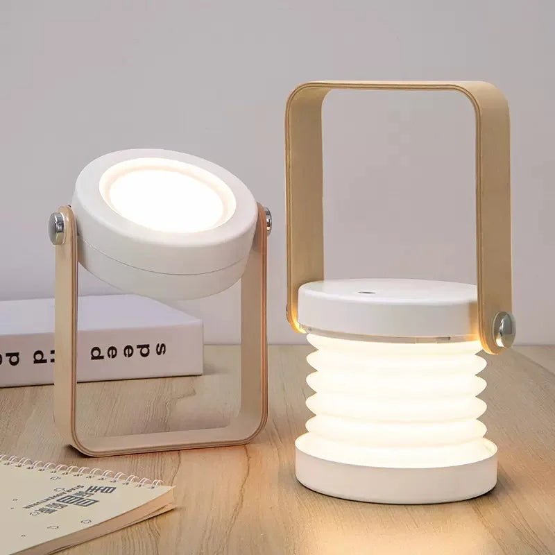 Sammenklappeligt træhåndtag skandinavisk minimalistisk genopladelig bærbar bordlampe