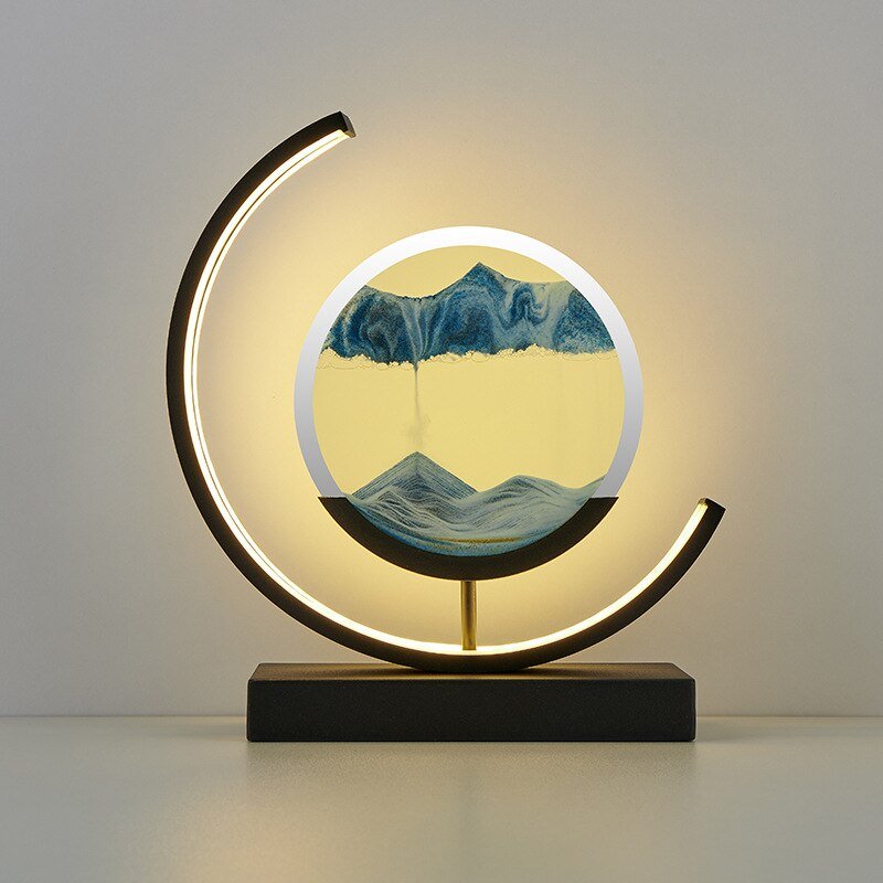 Roterende sandkunst skulptur bordlampe med stemningsbelysning