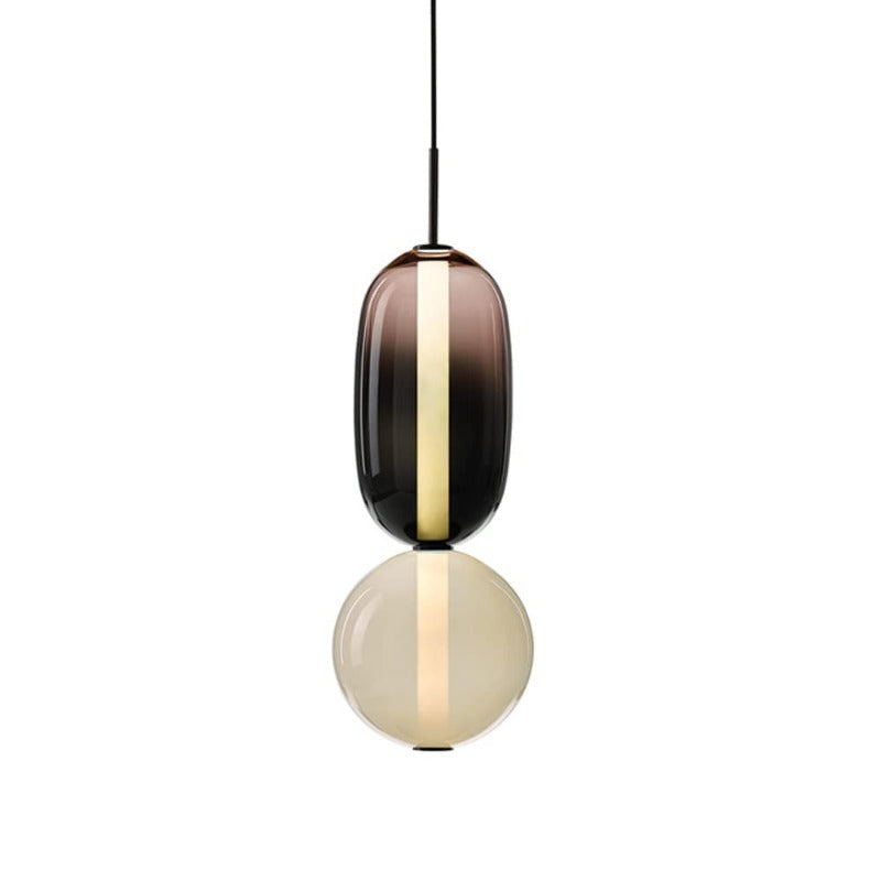 Alvura | Moderne elliptisk lagdelt kunstglas pendellampe