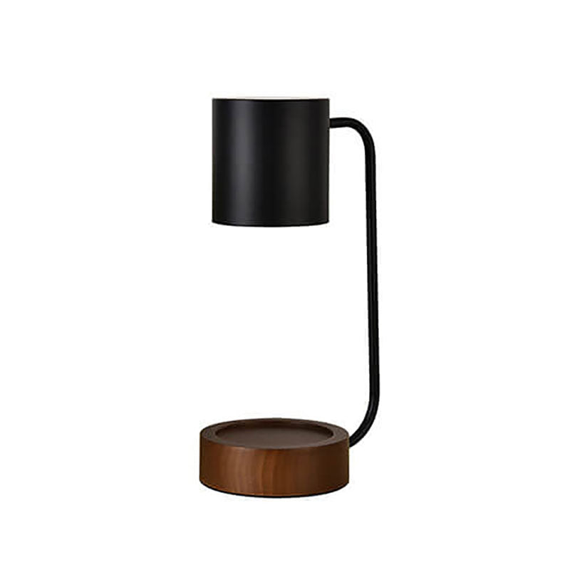 Japansk minimalistisk træ og metal stearinlysvarmer bordlampe