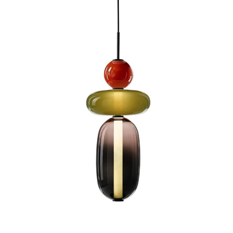 Alvura | Moderne elliptisk lagdelt kunstglas pendellampe