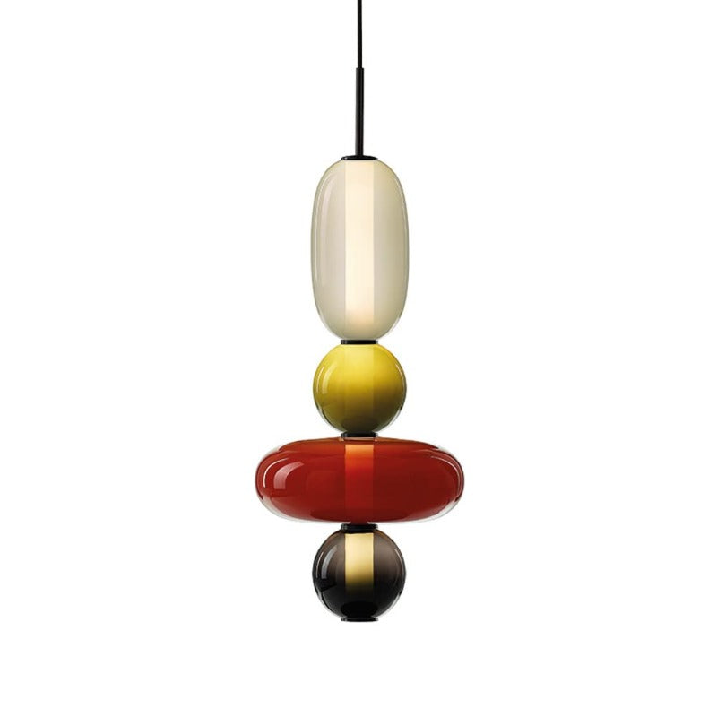 Alvura | Moderne elliptisk lagdelt kunstglas pendellampe