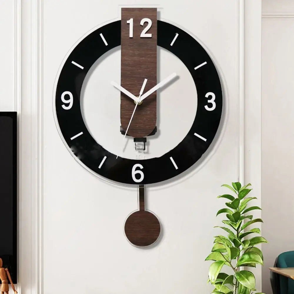 Minimalistisk åben ramme akryl træ pendul vægur