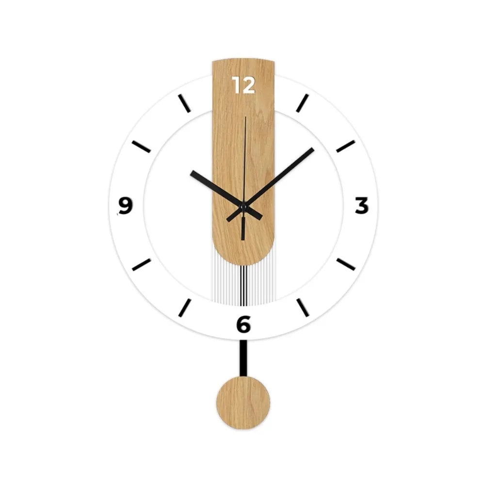Minimalistisk åben ramme akryl træ pendul vægur