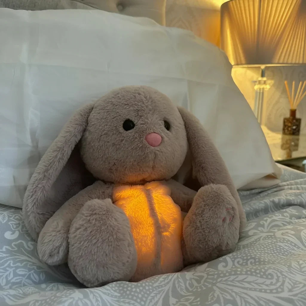 Blød hyggelig åndende kanin plys afslapningskammerat bamse legetøj