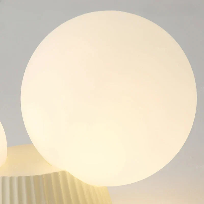 Skulpturel ribbet frostet dobbelt globus loftlampe