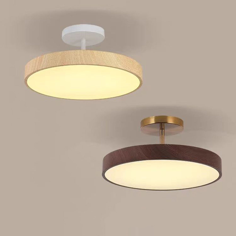 Sylva | Moderne træstruktur cirkulær semi-flush loftslampe