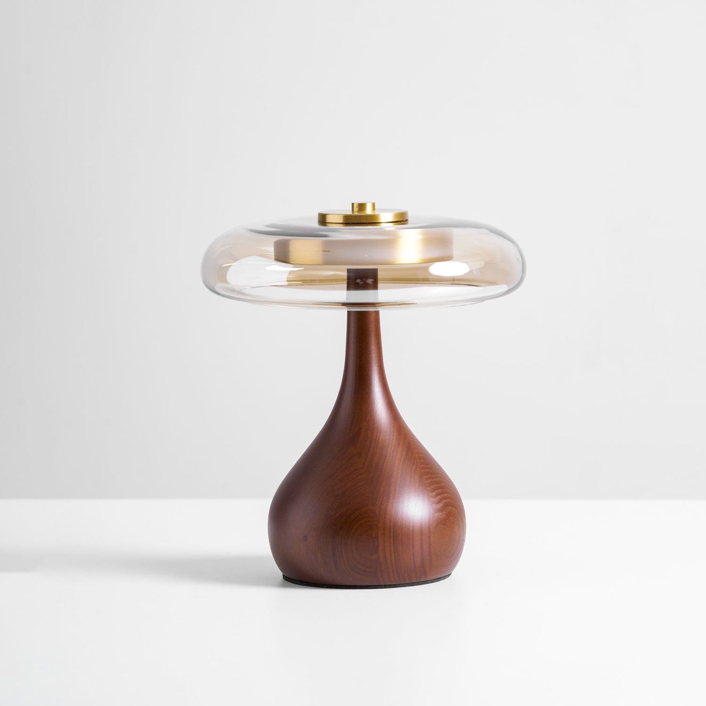 Vancorim | Japandi buet træ amber glas bordlampe