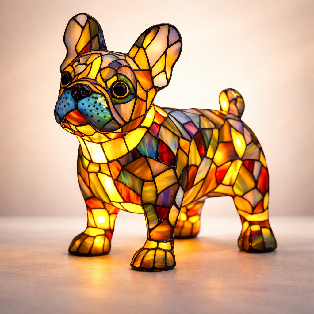 Mosaik glasmosaik hundedesign bordlampe