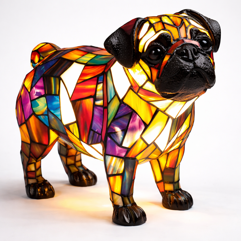 Mosaik glasmosaik hundedesign bordlampe