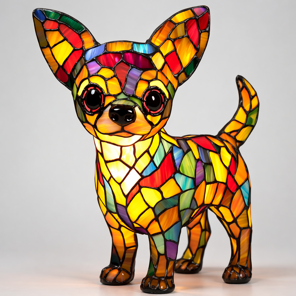 Mosaik glasmosaik hundedesign bordlampe