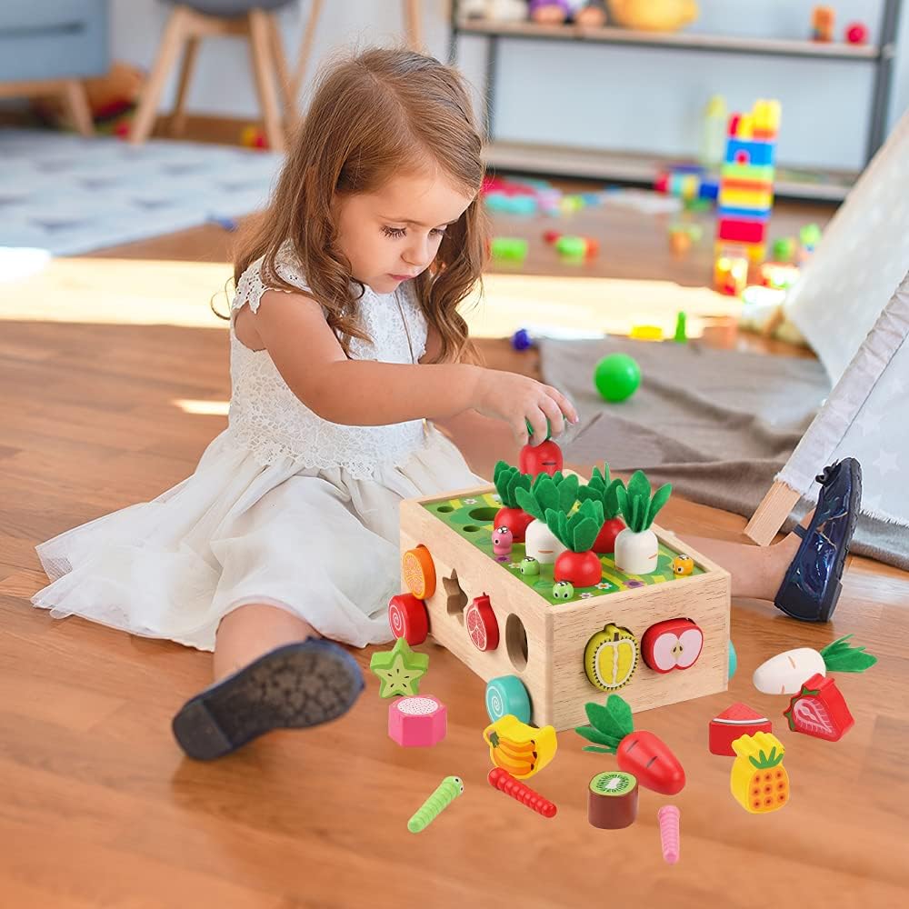 Træsorterings bondegårdslegetøj Montessori uddannelsessæt