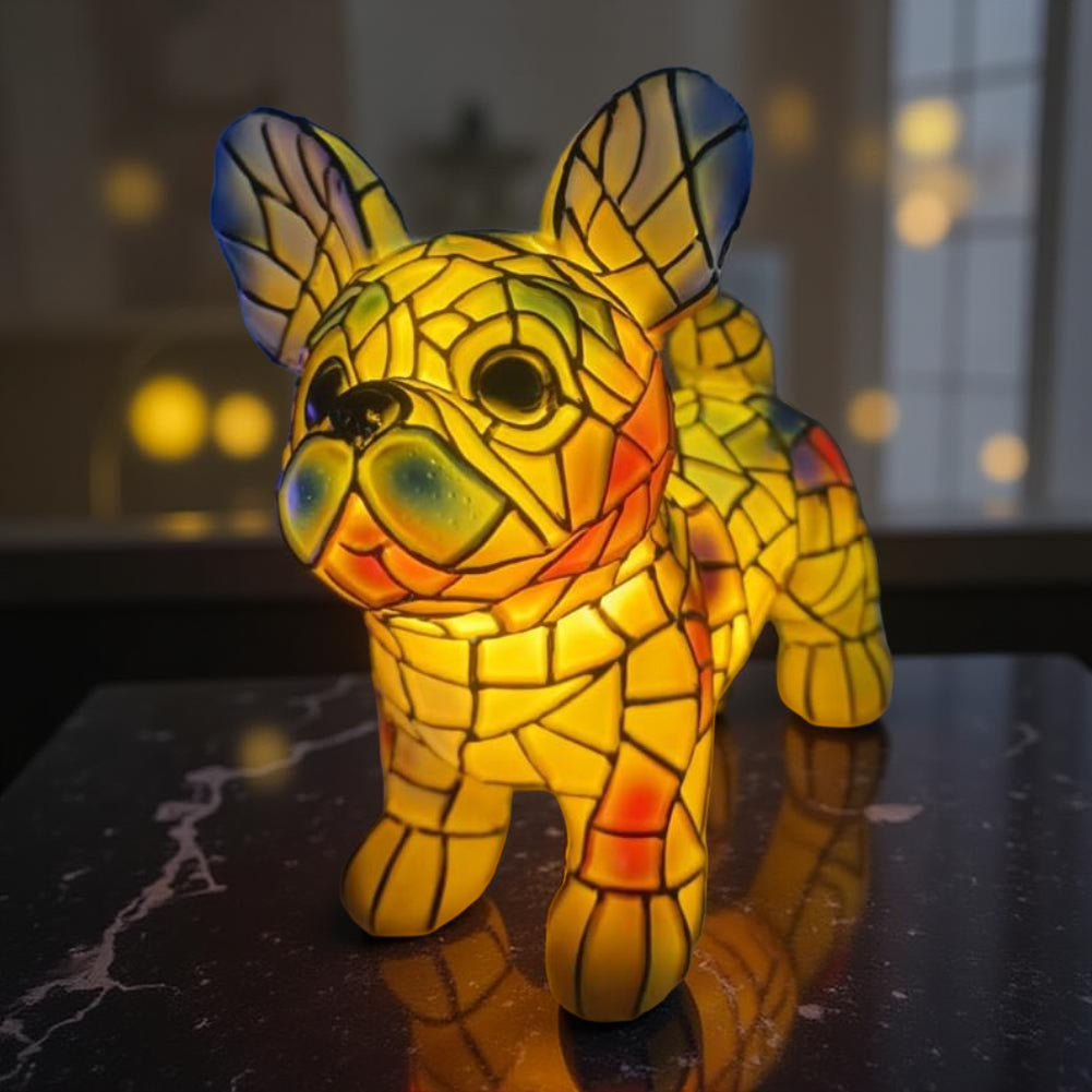 Glasmosaik hundefigur dekorativ accent bordlampe