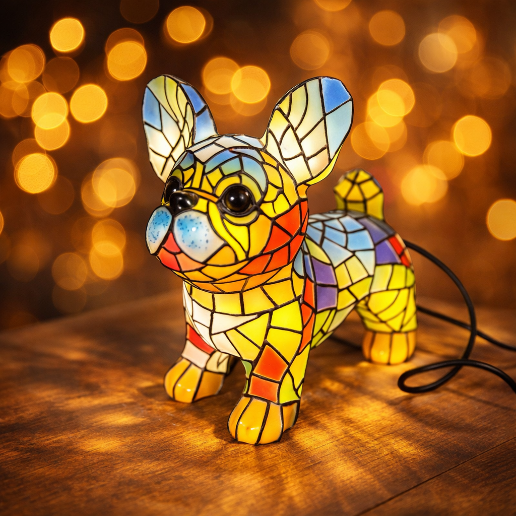 Glasmosaik hundefigur dekorativ accent bordlampe
