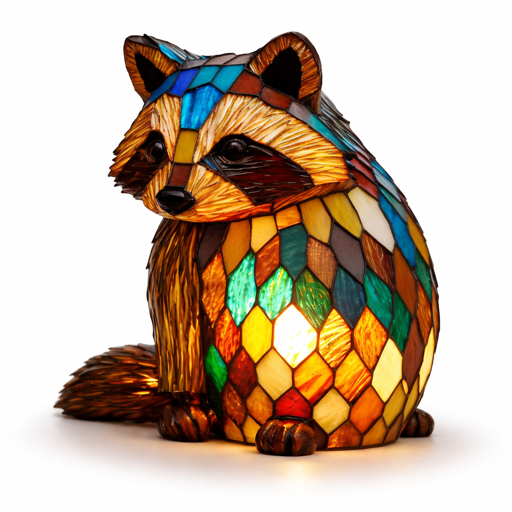 Glasmosaik stil dyrefigur accent bordlampe