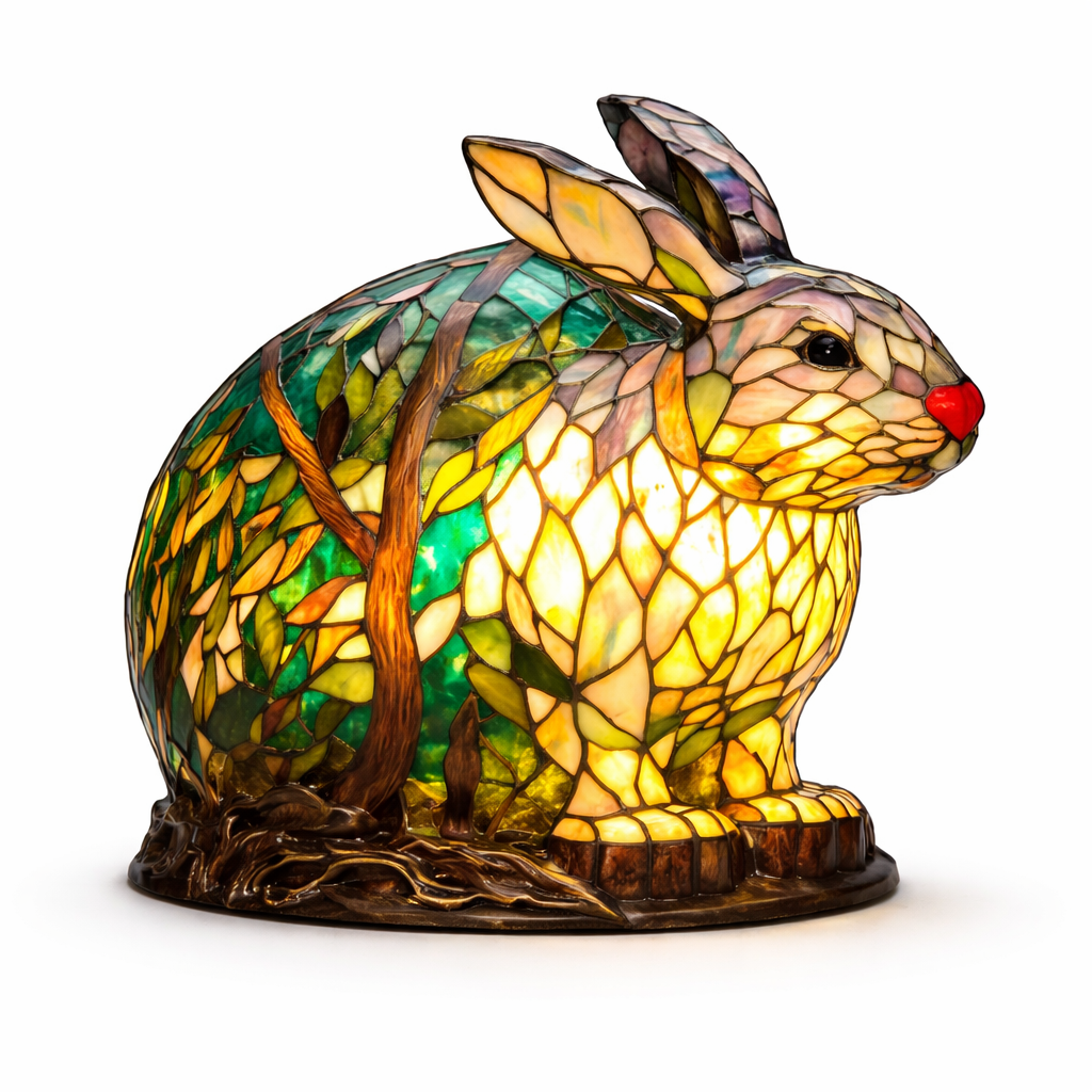 Glasmosaik stil dyrefigur accent bordlampe